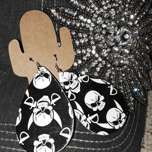 Leather skull earrings
